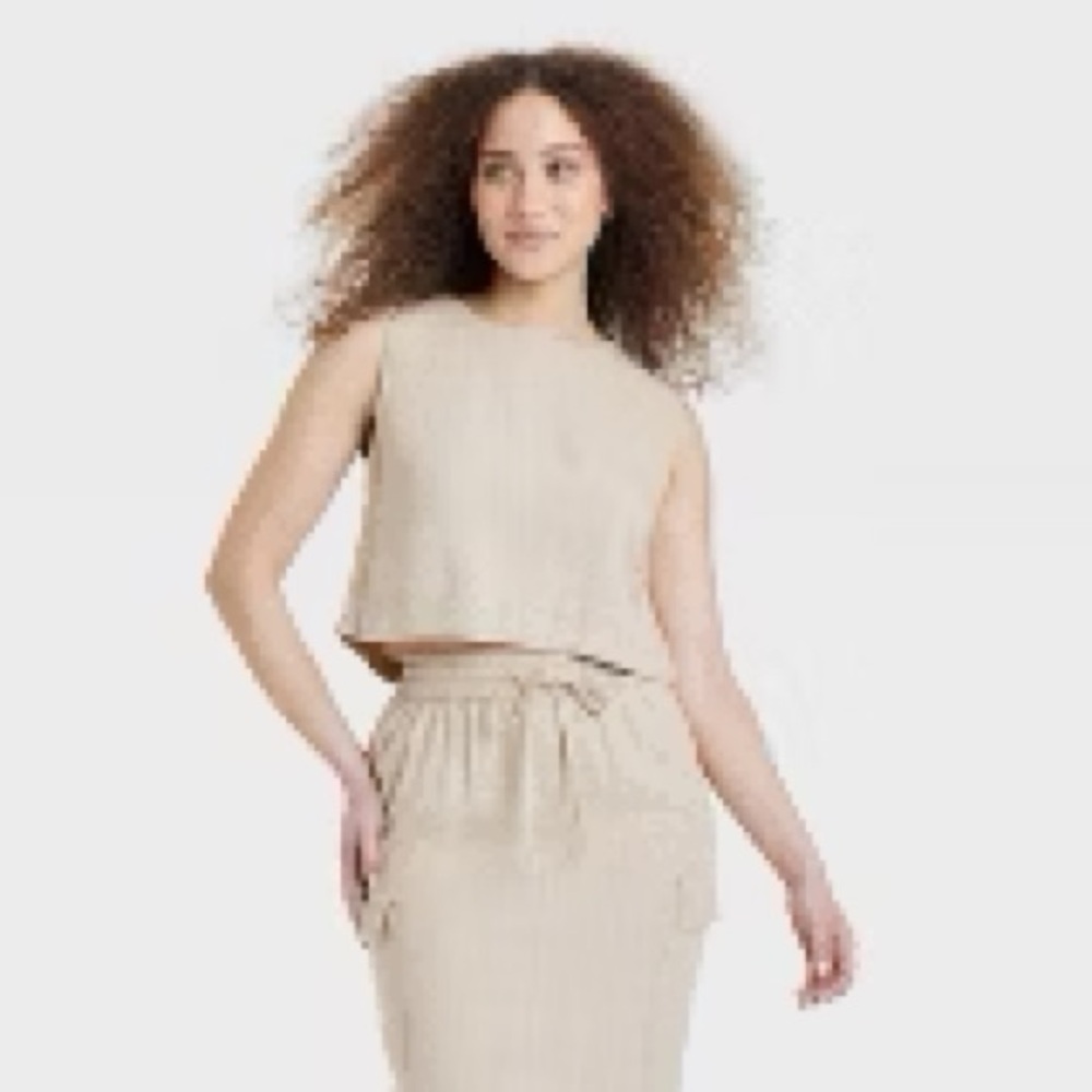 Linen blend crop top